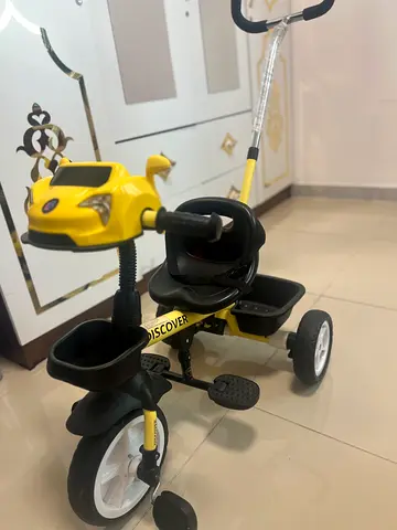 Bright Yellow Learning Tricycle for Kids