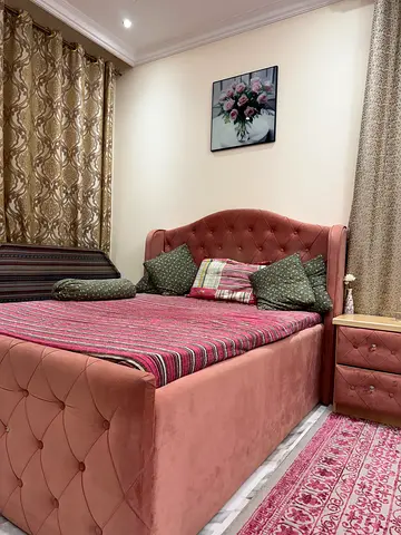 Elegant Velvet Bed with Accessories