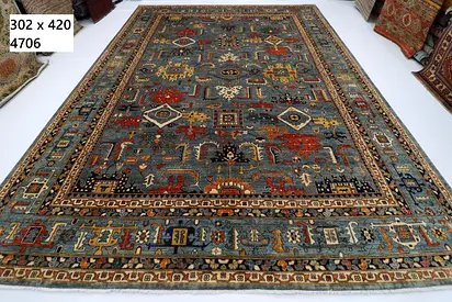 Beautiful gray 3x4m 302x420 afghan handmade  Area Rug carpet