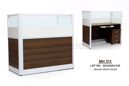 Modern Office Reception Desk in Walnut Finish