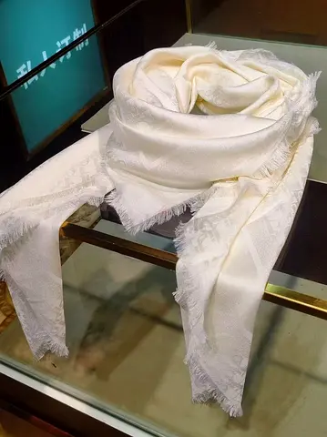 Dior White Scarf with Fringes