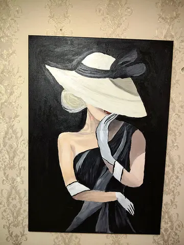 Hand drawn Elegant Vintage Lady Painting