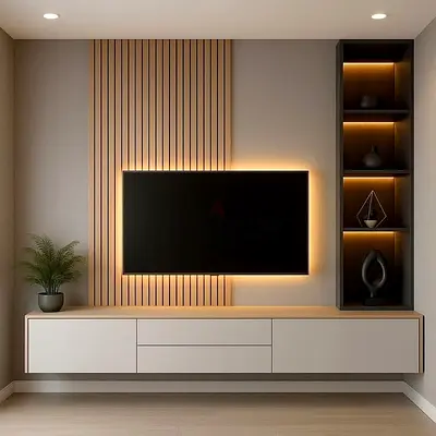 Modern Entertainment Center with LED Lighting