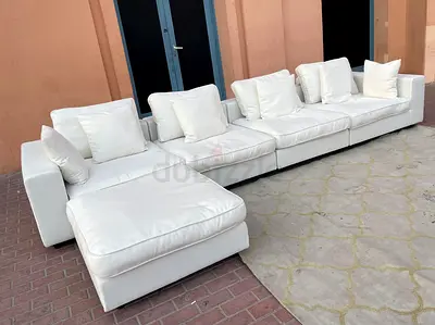 Modular white branded sofa