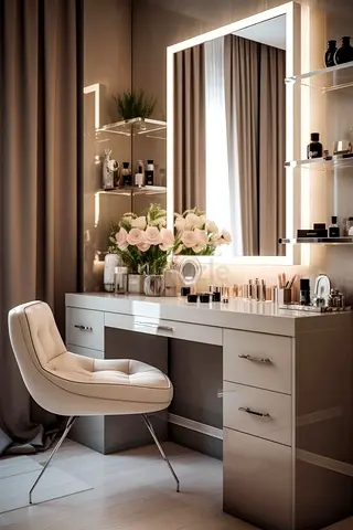 Elegant Modern Dressing Table with Chair