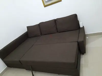 Modern Brown L-Shape Sofa and Bed Combo