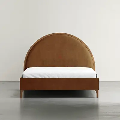 Stylish Rounded Bed Frame with Soft Fabric Finish