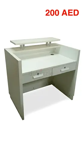 White Reception Table with Storage