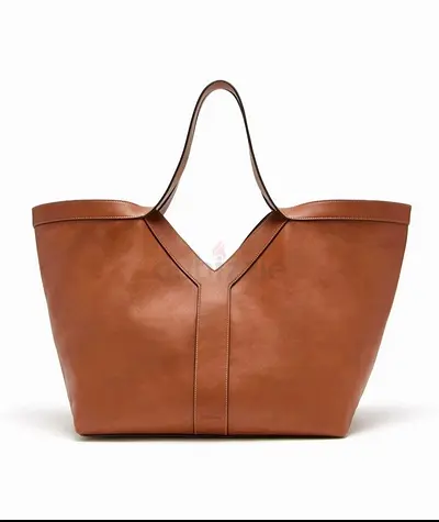 Ysl Brown Leather Tote Bag