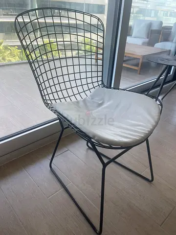 Stylish Black Wire Chair with Cushioned Seat