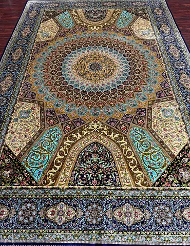 Exquisite Persian-Inspired Area Rug silk on silk