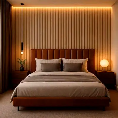 Elegant Modern Bed with Stylish Nightstands
