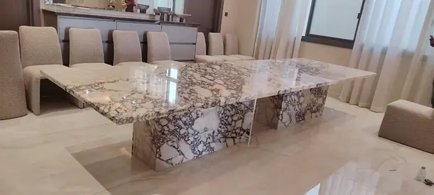 Elegant Marble Dining Table with Unique Base