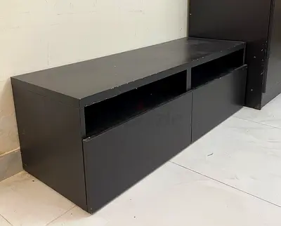 IKEA Besta Sturdy Black TV Stand with Storage