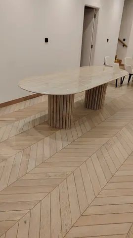 Elegant Oval Dining Table - Stylish Marble Finish