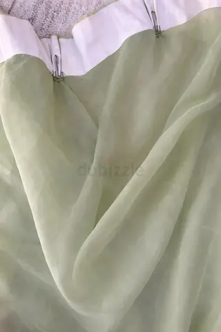 Elegant Sheer Green Curtains for a Soft Ambiance 200cmx200cm. One single piece, used as room divider