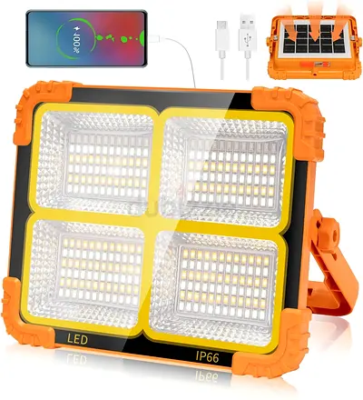 Powerful LED Work Light with USB Charging and Solar Panel