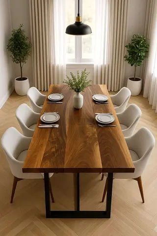 Elegant Wooden Dining Table with Chairs