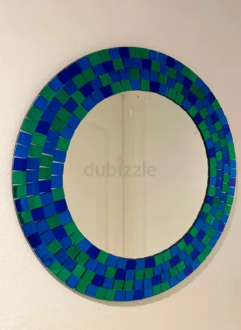 Stunning Mosaic Wall Mirror with Blue and Green Accents