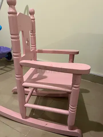 Charming Pink Wooden Rocking Chair for Kids