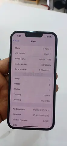 13 pro 256gb blue 74%  battery