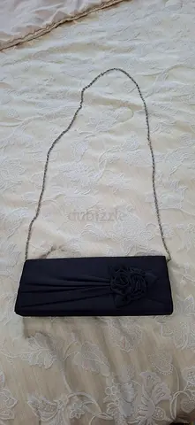 Elegant Black Evening Clutch with Chain Strap