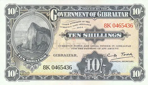 GIBRALTAR 10 SHILLINGS COMMEMORATIVE BANKNOTE 2018