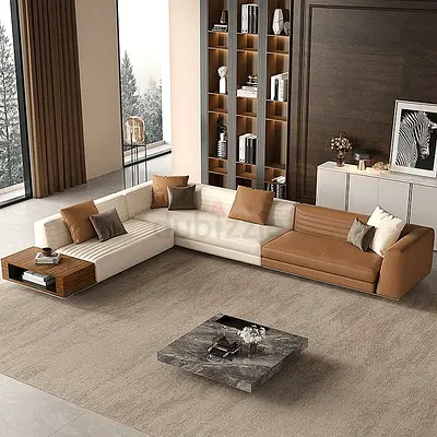 Elegant Sectional Sofa and Coffee Table Set for Luxurious Living Room