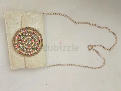 Chic Evening Clutch with Colorful Embellishments