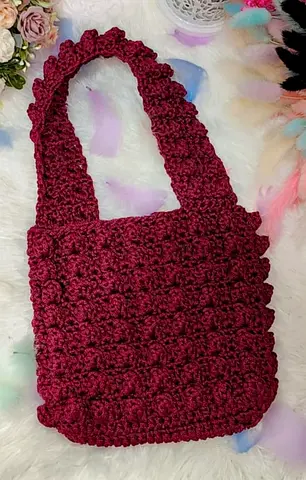 Chic Handcrafted Burgundy Crochet Bag