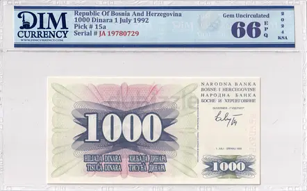 Bosnia Banknote 1000dinara 1992 60 AED