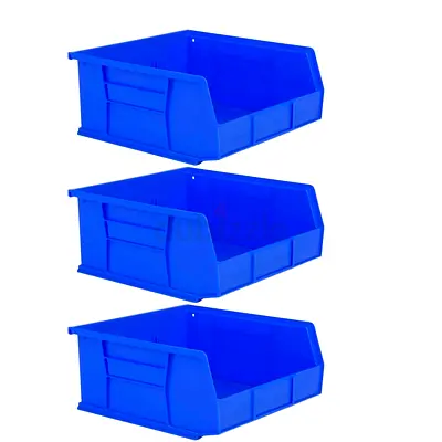 Storage Bins - Set of 3 Blue Plastic Bins for Organizing(3pc set)
