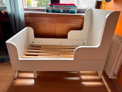 Cozy White Toddler Bed with Slatted Base