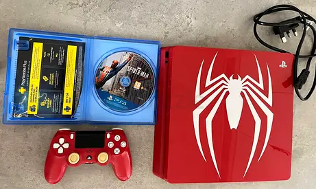 Sony PlayStation 4 Slim Console 1TB with Limited Edition Marvels Spider-Man , Red