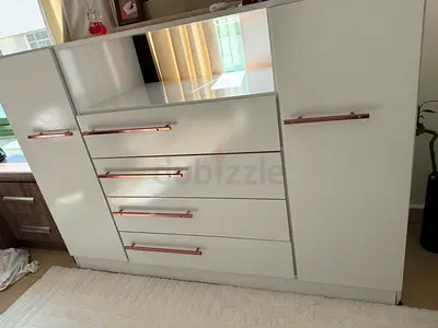 Modern White Chest of Drawers with Rose Gold Handles