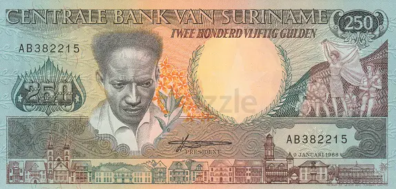 SURINAME 250 GULDEN BANKNOTE 1988