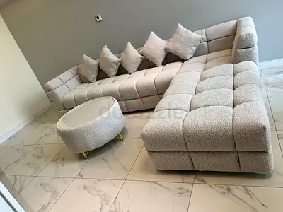 Stylish L-Shaped Sectional Sofa with Cushions