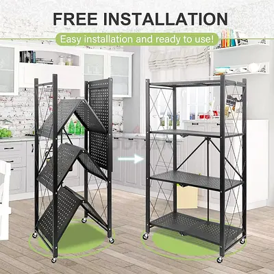Stylish and Functional Metal Shelving Unit with 4 Level foldable