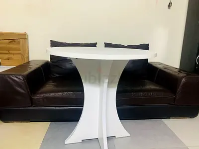 Stylish Coffee Brown Sofa With Round Dining Table with 2  stools  Elegant Design