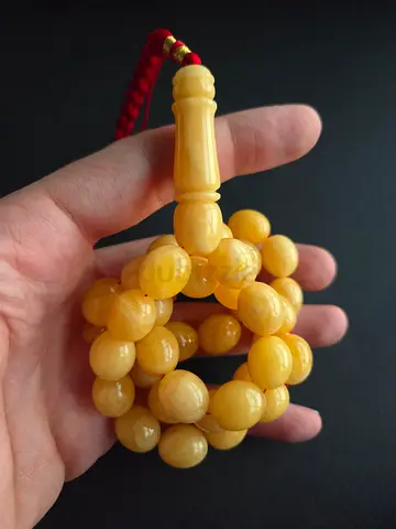 مسباح كهرمان طبيعي حر 100٪ – وزن 59 غرام – خرز كبير