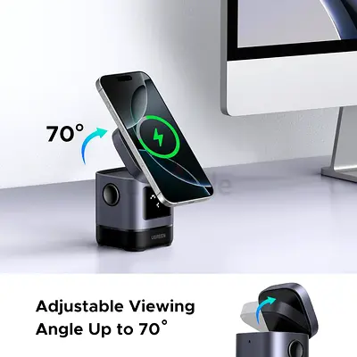 UGREEN 15W Uno Wireless Charger, Qi2 Certified MagSafe Charging, Fast Magnetic Phone Stand, 2-in-1 F
