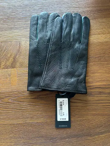 Mens black leather gloves Ted Baker with label