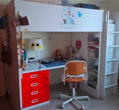 Childrens Study Desk, cupboard and Cot Combination