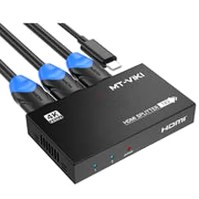 4K HDMI Splitter 1 in 2 Out, MT-VIKI Slim USB C Powered HDMI Splitter 1x2 for Dual Monitor