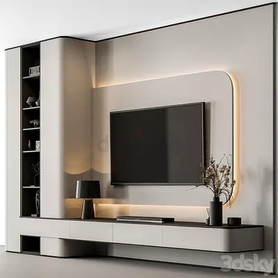 Sleek Minimalist Entertainment Center with Ambient Lighting