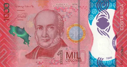 COSTA RICA 1000 COLONES BANKNOTE 2019