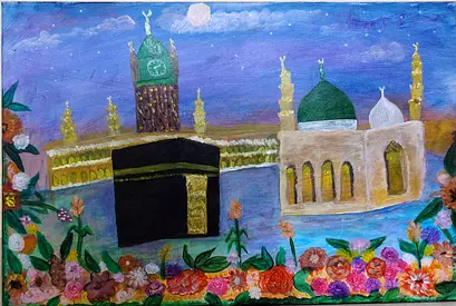 Beautiful Hand-Painted Artwork of the Kaaba