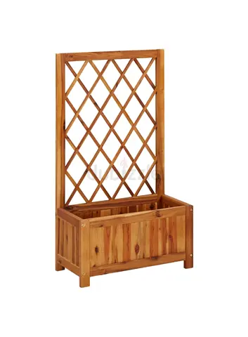 Garden Raised Bed With Trellis Solid Acacia Wood 55X28x100 cm