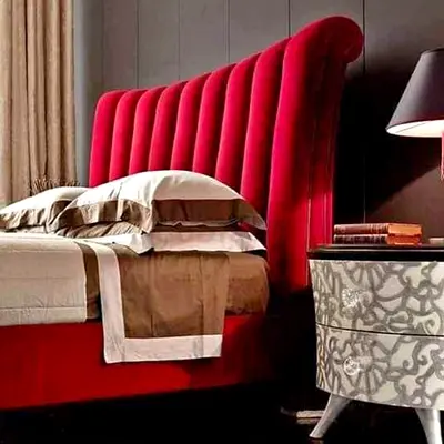 Elegant Red Upholstered Bed