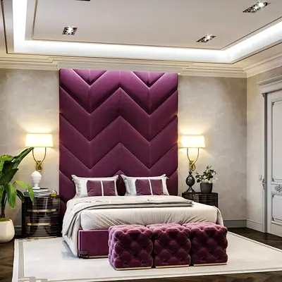 Elegant Purple Velvet Bed